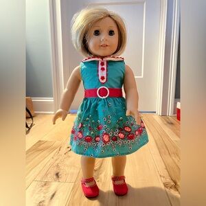 American Girl Kit 18” Doll with Floral Dress and Red Shoes